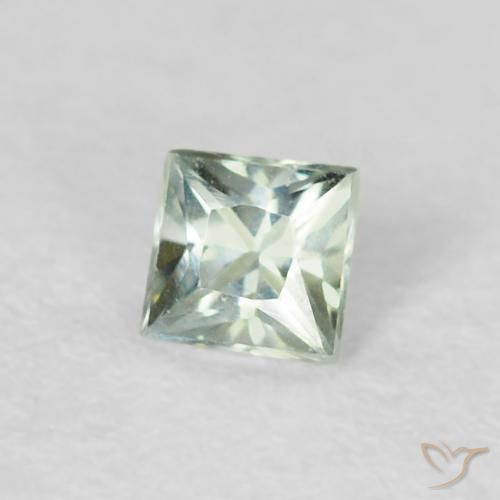 Zaffiro Verde bluastro naturale da 0.19 ct, Quadrato, VVS