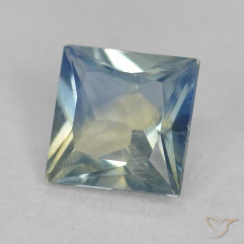 Zaffiro Teal-blu naturale da 0.31 ct, Quadrato, VVS