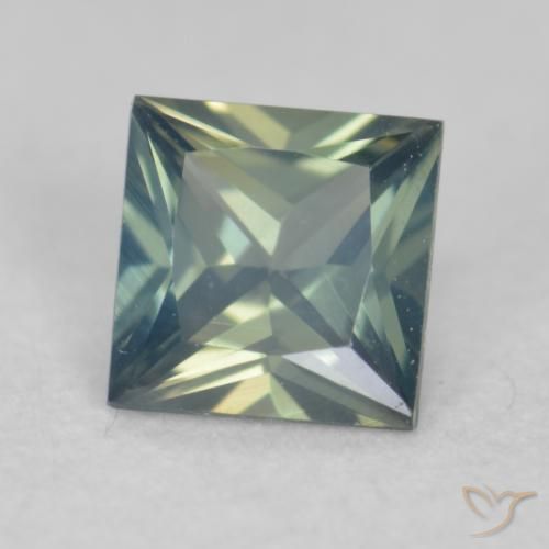 Zaffiro Blu Medio Verde naturale da 0.27 ct, Quadrato, VVS