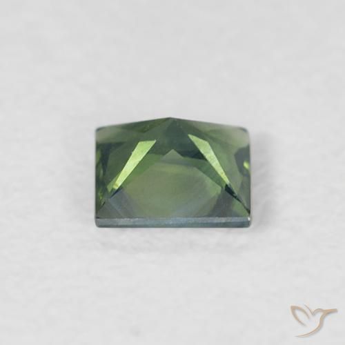 Zaffiro Verde giallastro naturale da 0.35 ct, Quadrato, VVS-VS