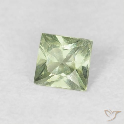 Zaffiro Verde molto chiaro naturale da 0.18 ct, Quadrato, VVS-VS