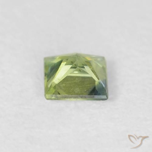 Zaffiro Verde oliva naturale da 0.23 ct, Quadrato, VVS-VS
