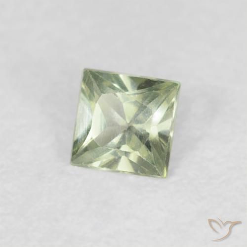 Zaffiro Verde chiaro naturale da 0.18 ct, Quadrato, VVS-VS