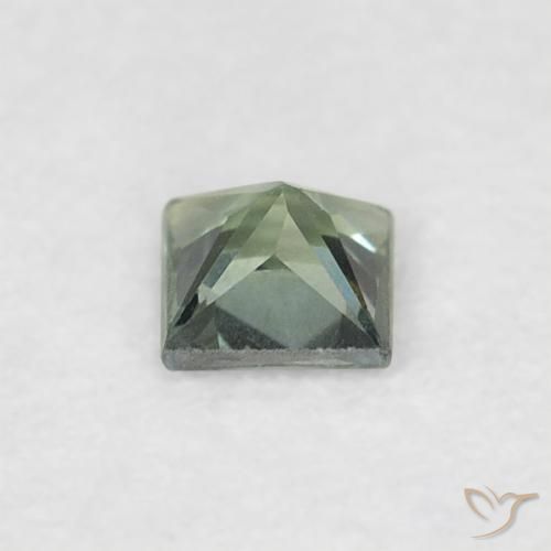Zaffiro Verde grigiastro naturale da 0.16 ct, Quadrato, VVS-VS