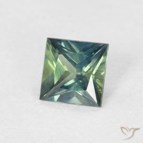 Zaffiro Blu Medio Verde naturale da 0.40 ct, Quadrato, VS
