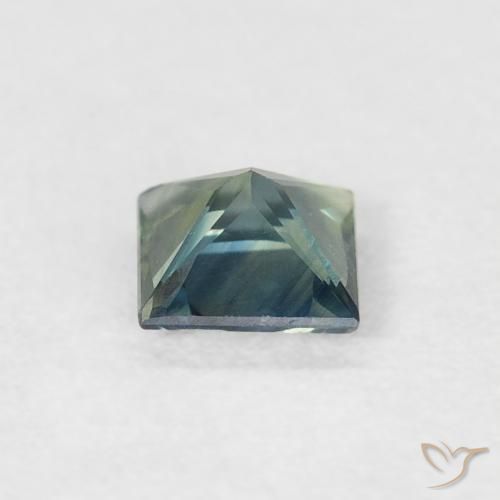 Zaffiro Blu Medio Verde naturale da 0.40 ct, Quadrato, VS