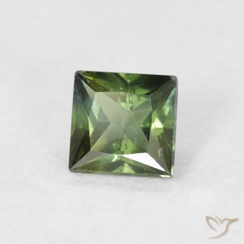 Zaffiro Verde marroncino naturale da 0.47 ct, Quadrato, VS