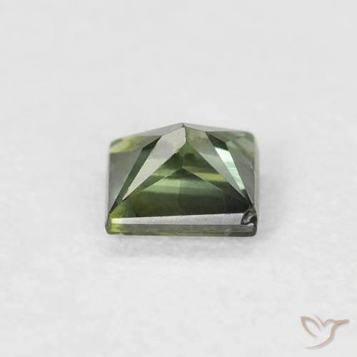 Zaffiro Verde marroncino naturale da 0.47 ct, Quadrato, VS