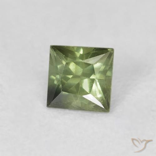 Zaffiro Verde medio naturale da 0.31 ct, Quadrato, VS