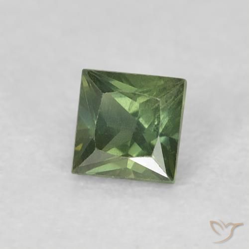 Zaffiro Verde terroso naturale da 0.33 ct, Quadrato, VS
