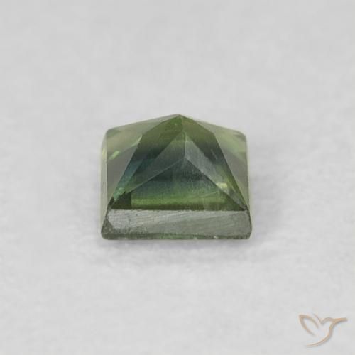 Zaffiro Verde terroso naturale da 0.33 ct, Quadrato, VS