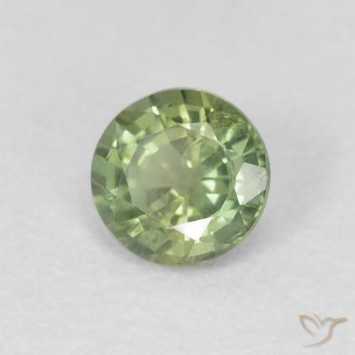 Zaffiro Verde caldo naturale da 0.54 ct, Rotondo, VS