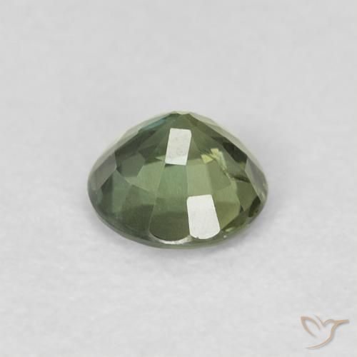 Zaffiro Verde caldo naturale da 0.54 ct, Rotondo, VS