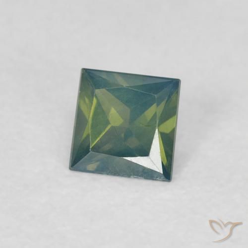 Zaffiro Verde scuro naturale da 0.32 ct, Quadrato, VS