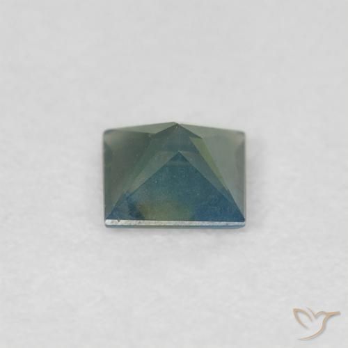 Zaffiro Verde scuro naturale da 0.32 ct, Quadrato, VS