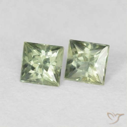 Gemme di Zaffiro Verde medio naturale da 0.36 ct, Quadrato, VS