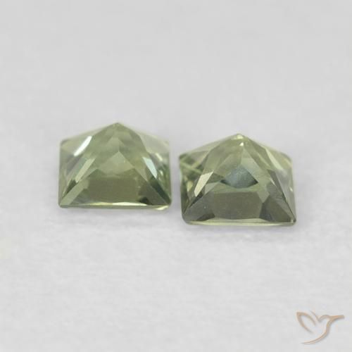 Gemme di Zaffiro Verde medio naturale da 0.36 ct, Quadrato, VS