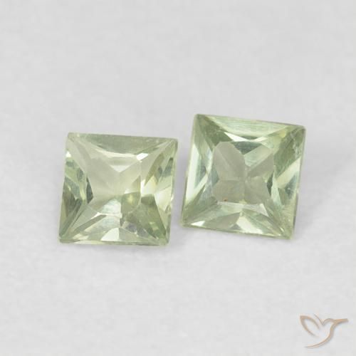 Gemme di Zaffiro Verde Lime Chiaro naturale da 0.34 ct, Quadrato, VS