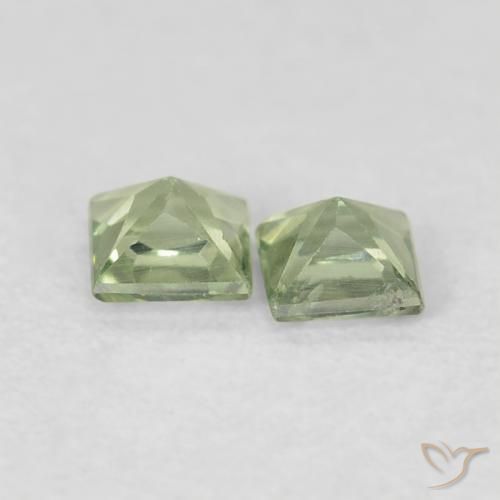Gemme di Zaffiro Verde salvia molto chiaro naturale da 0.40 ct, Quadrato, VS