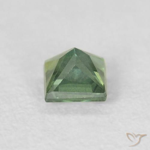 Zaffiro Verde scuro naturale da 0.40 ct, Quadrato, VS