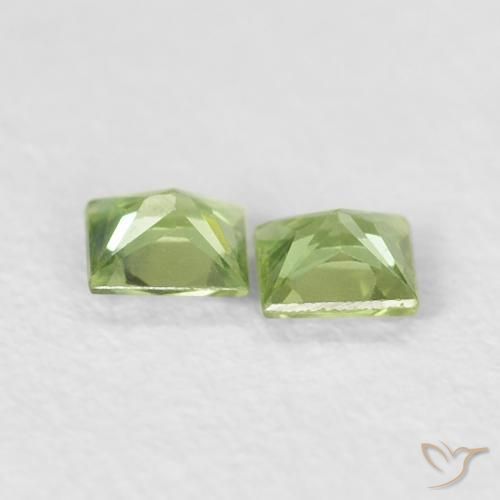 Gemme di Zaffiro Verde medio naturale da 0.34 ct, Quadrato, VS
