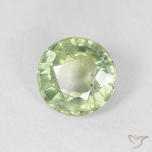 Zaffiro Verde molto chiaro naturale da 0.80 ct, Rotondo, VS
