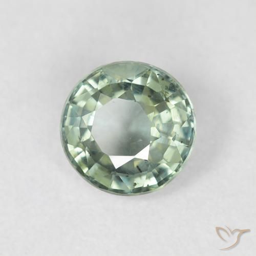 Zaffiro Verde terroso naturale da 0.79 ct, Rotondo, VS
