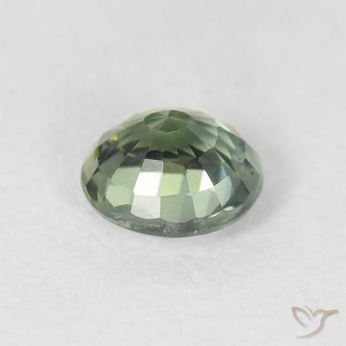 Zaffiro Verde terroso naturale da 0.79 ct, Rotondo, VS