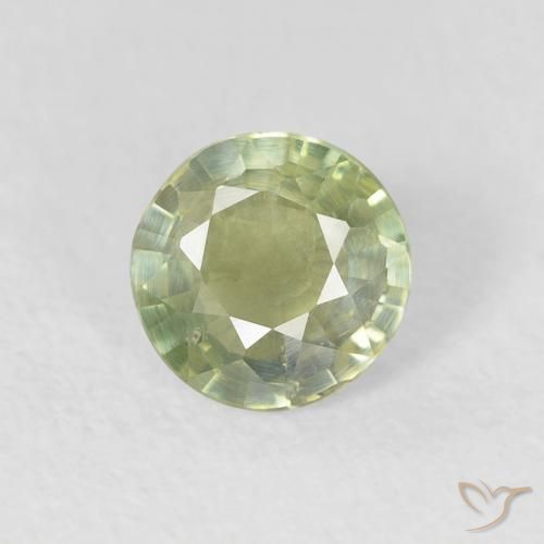 0.63ct Naturale Verde oliva Zaffiro, Rotondo, VS