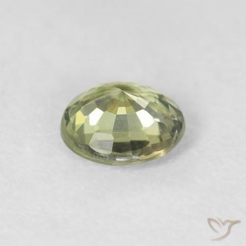 Zaffiro Verde oliva naturale da 0.63 ct, Rotondo, VS