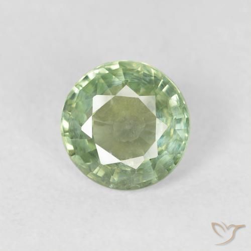 0.73ct Naturale Verde molto chiaro Zaffiro, Rotondo, VS