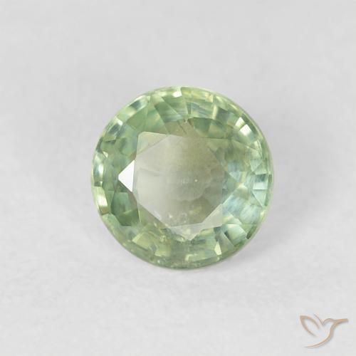 Zaffiro Verde molto chiaro naturale da 0.73 ct, Rotondo, VS
