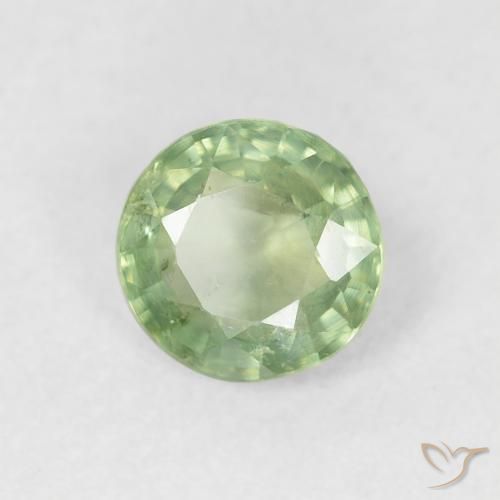 Zaffiro Verde caldo naturale da 0.80 ct, Rotondo, VS
