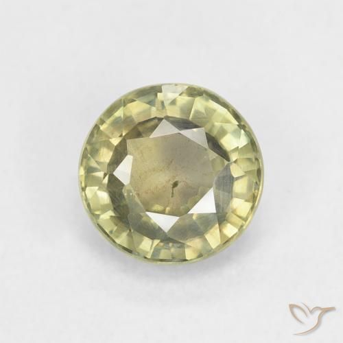 0.86ct Naturale Verde giallastro Zaffiro, Rotondo, VS