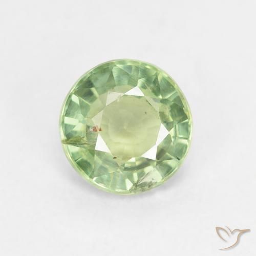 0.82ct Naturale Giallo verde Zaffiro, Rotondo, VS