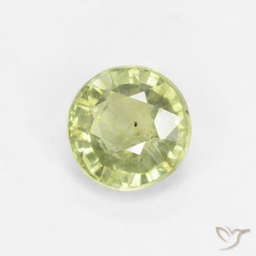Zaffiro Verde lime naturale da 0.71 ct, Rotondo, VS