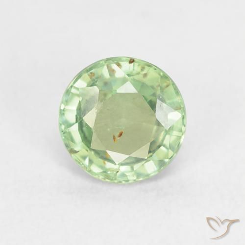 0.81ct Naturale Verde Giallastro chiaro Zaffiro, Rotondo, VS