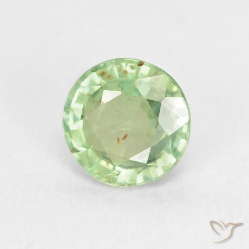 Zaffiro Verde Giallastro chiaro naturale da 0.81 ct, Rotondo, VS