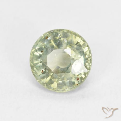 Zaffiro Verde pallido naturale da 0.83 ct, Rotondo, VS