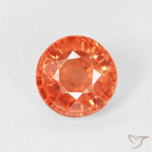 0.87ct Naturale Arancione rossastra Zaffiro, Rotondo, VS