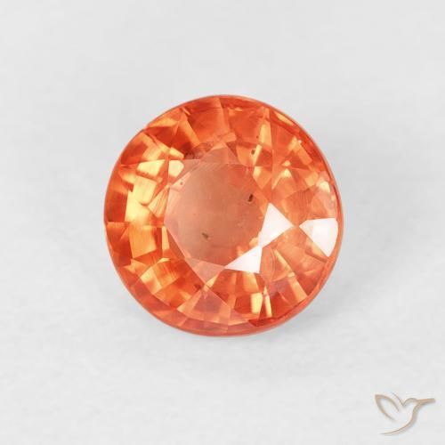 Zaffiro Arancione rossastra naturale da 0.87 ct, Rotondo, VS