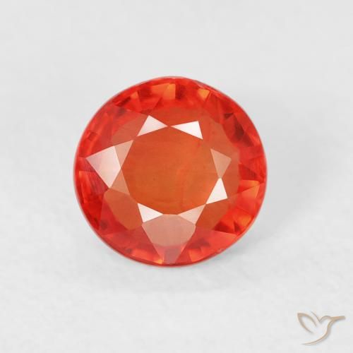 0.73ct Naturale Arancione rossastra Zaffiro, Rotondo, VS