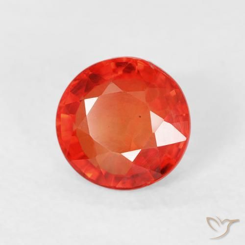 Zaffiro Arancione rossastra naturale da 0.73 ct, Rotondo, VS