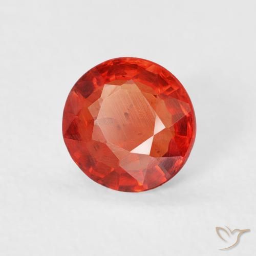 Zaffiro Rosso Arancio Intenso naturale da 0.62 ct, Rotondo, VS
