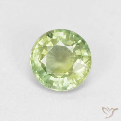 Zaffiro Verde chiaro e vivace naturale da 0.85 ct, Rotondo, VS