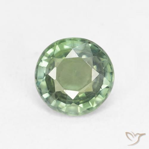 0.80ct Naturale Verde foresta chiaro Zaffiro, Rotondo, VS