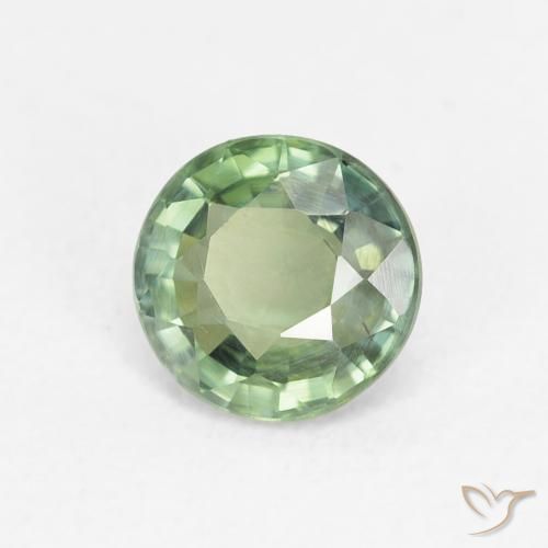 Zaffiro Verde foresta chiaro naturale da 0.80 ct, Rotondo, VS