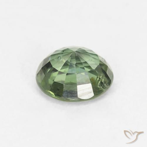 Zaffiro Verde foresta chiaro naturale da 0.80 ct, Rotondo, VS