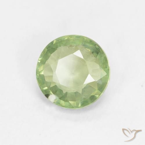 Zaffiro Verde lime naturale da 0.89 ct, Rotondo, VS