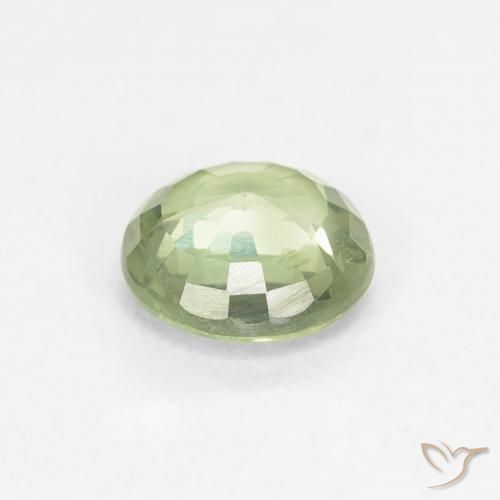 Zaffiro Verde lime naturale da 0.89 ct, Rotondo, VS